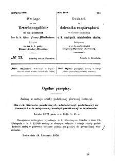 Verordnungsblatt für den Dienstbereich des K.K. Finanzministeriums für die im Reichsrate Vertretenen Königreiche und Länder : [...] : Beilage zu dem Verordnungsblatte für den Dienstbereich des K.K. Österr. Finanz-Ministeriums  18701203 Seite: 1