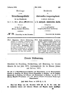 Verordnungsblatt für den Dienstbereich des K.K. Finanzministeriums für die im Reichsrate Vertretenen Königreiche und Länder : [...] : Beilage zu dem Verordnungsblatte für den Dienstbereich des K.K. Österr. Finanz-Ministeriums  18701222 Seite: 1