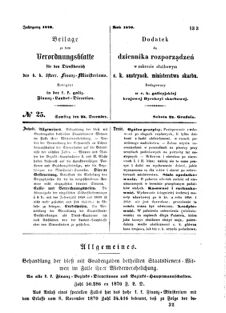 Verordnungsblatt für den Dienstbereich des K.K. Finanzministeriums für die im Reichsrate Vertretenen Königreiche und Länder : [...] : Beilage zu dem Verordnungsblatte für den Dienstbereich des K.K. Österr. Finanz-Ministeriums  18701224 Seite: 1