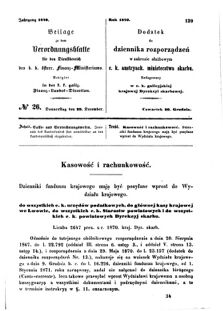 Verordnungsblatt für den Dienstbereich des K.K. Finanzministeriums für die im Reichsrate Vertretenen Königreiche und Länder : [...] : Beilage zu dem Verordnungsblatte für den Dienstbereich des K.K. Österr. Finanz-Ministeriums  18701229 Seite: 1