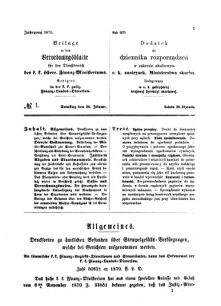 Verordnungsblatt für den Dienstbereich des K.K. Finanzministeriums für die im Reichsrate Vertretenen Königreiche und Länder : [...] : Beilage zu dem Verordnungsblatte für den Dienstbereich des K.K. Österr. Finanz-Ministeriums  18710129 Seite: 1