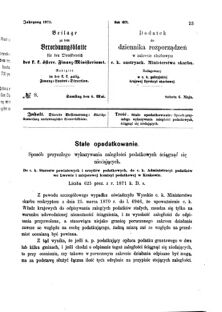 Verordnungsblatt für den Dienstbereich des K.K. Finanzministeriums für die im Reichsrate Vertretenen Königreiche und Länder : [...] : Beilage zu dem Verordnungsblatte für den Dienstbereich des K.K. Österr. Finanz-Ministeriums  18710506 Seite: 1