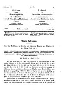 Verordnungsblatt für den Dienstbereich des K.K. Finanzministeriums für die im Reichsrate Vertretenen Königreiche und Länder : [...] : Beilage zu dem Verordnungsblatte für den Dienstbereich des K.K. Österr. Finanz-Ministeriums  18710704 Seite: 1