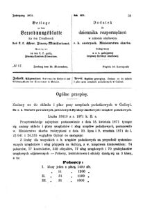 Verordnungsblatt für den Dienstbereich des K.K. Finanzministeriums für die im Reichsrate Vertretenen Königreiche und Länder : [...] : Beilage zu dem Verordnungsblatte für den Dienstbereich des K.K. Österr. Finanz-Ministeriums  18711110 Seite: 1