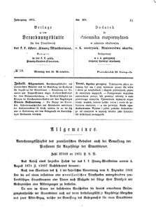 Verordnungsblatt für den Dienstbereich des K.K. Finanzministeriums für die im Reichsrate Vertretenen Königreiche und Länder : [...] : Beilage zu dem Verordnungsblatte für den Dienstbereich des K.K. Österr. Finanz-Ministeriums  18711120 Seite: 1