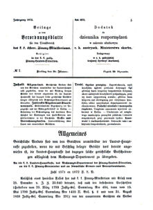 Verordnungsblatt für den Dienstbereich des K.K. Finanzministeriums für die im Reichsrate Vertretenen Königreiche und Länder : [...] : Beilage zu dem Verordnungsblatte für den Dienstbereich des K.K. Österr. Finanz-Ministeriums  18720126 Seite: 1