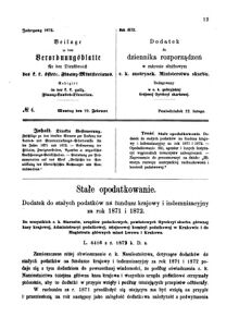 Verordnungsblatt für den Dienstbereich des K.K. Finanzministeriums für die im Reichsrate Vertretenen Königreiche und Länder : [...] : Beilage zu dem Verordnungsblatte für den Dienstbereich des K.K. Österr. Finanz-Ministeriums  18720212 Seite: 1