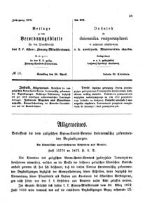 Verordnungsblatt für den Dienstbereich des K.K. Finanzministeriums für die im Reichsrate Vertretenen Königreiche und Länder : [...] : Beilage zu dem Verordnungsblatte für den Dienstbereich des K.K. Österr. Finanz-Ministeriums  18720420 Seite: 1