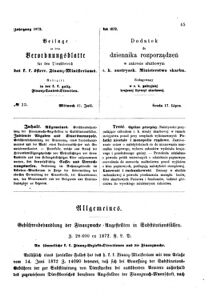 Verordnungsblatt für den Dienstbereich des K.K. Finanzministeriums für die im Reichsrate Vertretenen Königreiche und Länder : [...] : Beilage zu dem Verordnungsblatte für den Dienstbereich des K.K. Österr. Finanz-Ministeriums  18720717 Seite: 1