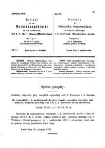 Verordnungsblatt für den Dienstbereich des K.K. Finanzministeriums für die im Reichsrate Vertretenen Königreiche und Länder : [...] : Beilage zu dem Verordnungsblatte für den Dienstbereich des K.K. Österr. Finanz-Ministeriums  18721004 Seite: 1