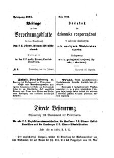 Verordnungsblatt für den Dienstbereich des K.K. Finanzministeriums für die im Reichsrate Vertretenen Königreiche und Länder : [...] : Beilage zu dem Verordnungsblatte für den Dienstbereich des K.K. Österr. Finanz-Ministeriums  18740115 Seite: 1