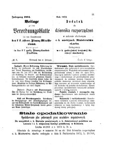 Verordnungsblatt für den Dienstbereich des K.K. Finanzministeriums für die im Reichsrate Vertretenen Königreiche und Länder : [...] : Beilage zu dem Verordnungsblatte für den Dienstbereich des K.K. Österr. Finanz-Ministeriums  18740204 Seite: 1