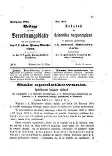 Verordnungsblatt für den Dienstbereich des K.K. Finanzministeriums für die im Reichsrate Vertretenen Königreiche und Länder : [...] : Beilage zu dem Verordnungsblatte für den Dienstbereich des K.K. Österr. Finanz-Ministeriums  18740311 Seite: 1