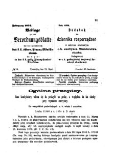 Verordnungsblatt für den Dienstbereich des K.K. Finanzministeriums für die im Reichsrate Vertretenen Königreiche und Länder : [...] : Beilage zu dem Verordnungsblatte für den Dienstbereich des K.K. Österr. Finanz-Ministeriums  18740423 Seite: 1