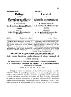 Verordnungsblatt für den Dienstbereich des K.K. Finanzministeriums für die im Reichsrate Vertretenen Königreiche und Länder : [...] : Beilage zu dem Verordnungsblatte für den Dienstbereich des K.K. Österr. Finanz-Ministeriums  18740704 Seite: 1