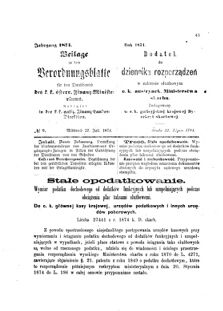 Verordnungsblatt für den Dienstbereich des K.K. Finanzministeriums für die im Reichsrate Vertretenen Königreiche und Länder : [...] : Beilage zu dem Verordnungsblatte für den Dienstbereich des K.K. Österr. Finanz-Ministeriums  18740722 Seite: 1