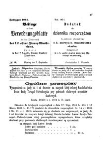 Verordnungsblatt für den Dienstbereich des K.K. Finanzministeriums für die im Reichsrate Vertretenen Königreiche und Länder : [...] : Beilage zu dem Verordnungsblatte für den Dienstbereich des K.K. Österr. Finanz-Ministeriums  18740907 Seite: 1