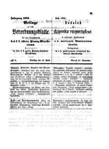 Verordnungsblatt für den Dienstbereich des K.K. Finanzministeriums für die im Reichsrate Vertretenen Königreiche und Länder : [...] : Beilage zu dem Verordnungsblatte für den Dienstbereich des K.K. Österr. Finanz-Ministeriums  18750420 Seite: 1