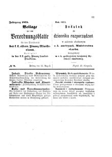 Verordnungsblatt für den Dienstbereich des K.K. Finanzministeriums für die im Reichsrate Vertretenen Königreiche und Länder : [...] : Beilage zu dem Verordnungsblatte für den Dienstbereich des K.K. Österr. Finanz-Ministeriums  18750813 Seite: 1