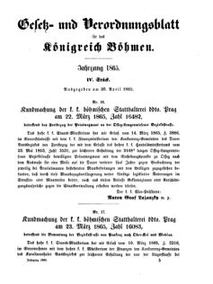 Gesetz-und Verordnungsblatt für das Königreich Böhmen 18650430 Seite: 1