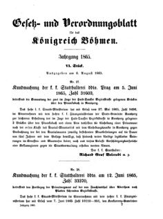 Gesetz-und Verordnungsblatt für das Königreich Böhmen 18650806 Seite: 1