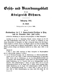 Gesetz-und Verordnungsblatt für das Königreich Böhmen 18660103 Seite: 1