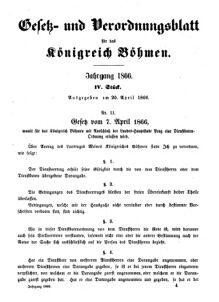 Gesetz-und Verordnungsblatt für das Königreich Böhmen 18660420 Seite: 1