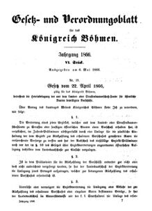 Gesetz-und Verordnungsblatt für das Königreich Böhmen 18660506 Seite: 1