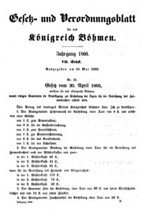 Gesetz-und Verordnungsblatt für das Königreich Böhmen 18660518 Seite: 1