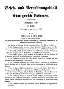 Gesetz-und Verordnungsblatt für das Königreich Böhmen 18660608 Seite: 1