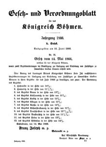 Gesetz-und Verordnungsblatt für das Königreich Böhmen 18660616 Seite: 1