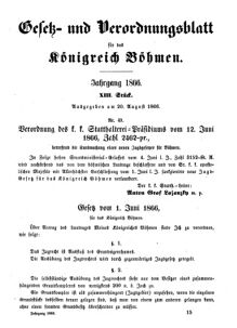 Gesetz-und Verordnungsblatt für das Königreich Böhmen 18660820 Seite: 1