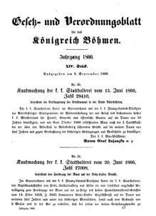 Gesetz-und Verordnungsblatt für das Königreich Böhmen 18660905 Seite: 1