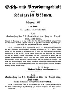 Gesetz-und Verordnungsblatt für das Königreich Böhmen 18661003 Seite: 1