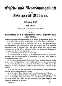 Gesetz-und Verordnungsblatt für das Königreich Böhmen 18661124 Seite: 1