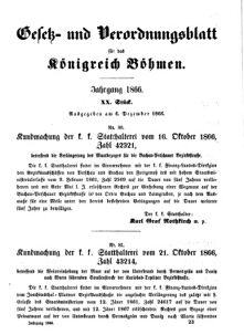 Gesetz-und Verordnungsblatt für das Königreich Böhmen 18661206 Seite: 1