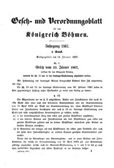 Gesetz-und Verordnungsblatt für das Königreich Böhmen 18670114 Seite: 1