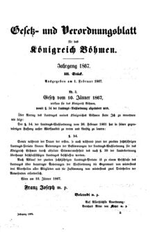 Gesetz-und Verordnungsblatt für das Königreich Böhmen 18670201 Seite: 1