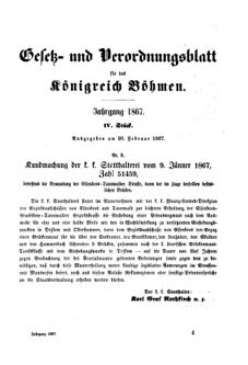 Gesetz-und Verordnungsblatt für das Königreich Böhmen 18670220 Seite: 1