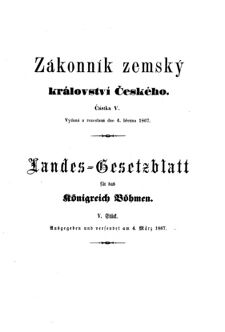 Gesetz-und Verordnungsblatt für das Königreich Böhmen 18670304 Seite: 1