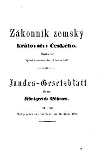 Gesetz-und Verordnungsblatt für das Königreich Böhmen 18670311 Seite: 1