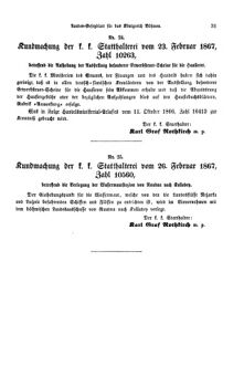 Gesetz-und Verordnungsblatt für das Königreich Böhmen 18670315 Seite: 7