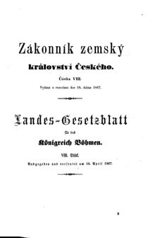 Gesetz-und Verordnungsblatt für das Königreich Böhmen 18670418 Seite: 1