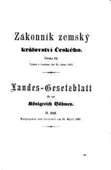 Gesetz-und Verordnungsblatt für das Königreich Böhmen 18670425 Seite: 1