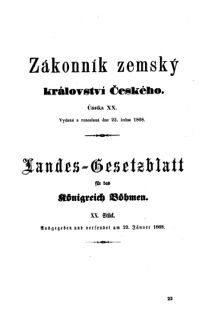 Gesetz-und Verordnungsblatt für das Königreich Böhmen 18680122 Seite: 1