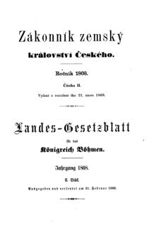 Gesetz-und Verordnungsblatt für das Königreich Böhmen 18680221 Seite: 1