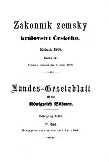 Gesetz-und Verordnungsblatt für das Königreich Böhmen 18680406 Seite: 1