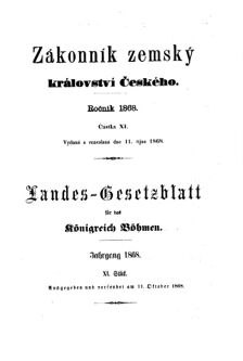 Gesetz-und Verordnungsblatt für das Königreich Böhmen 18681011 Seite: 1