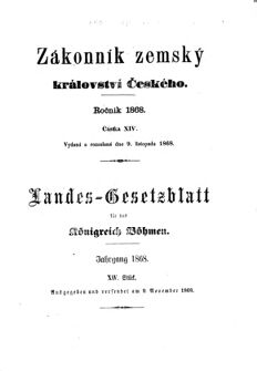 Gesetz-und Verordnungsblatt für das Königreich Böhmen 18681109 Seite: 1