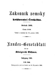 Gesetz-und Verordnungsblatt für das Königreich Böhmen 18681216 Seite: 1